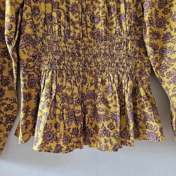 Sam Edelman Women's Cilian Cotton Smock-Waist Peplum Blouse Size Small. - Picture 10 of 16